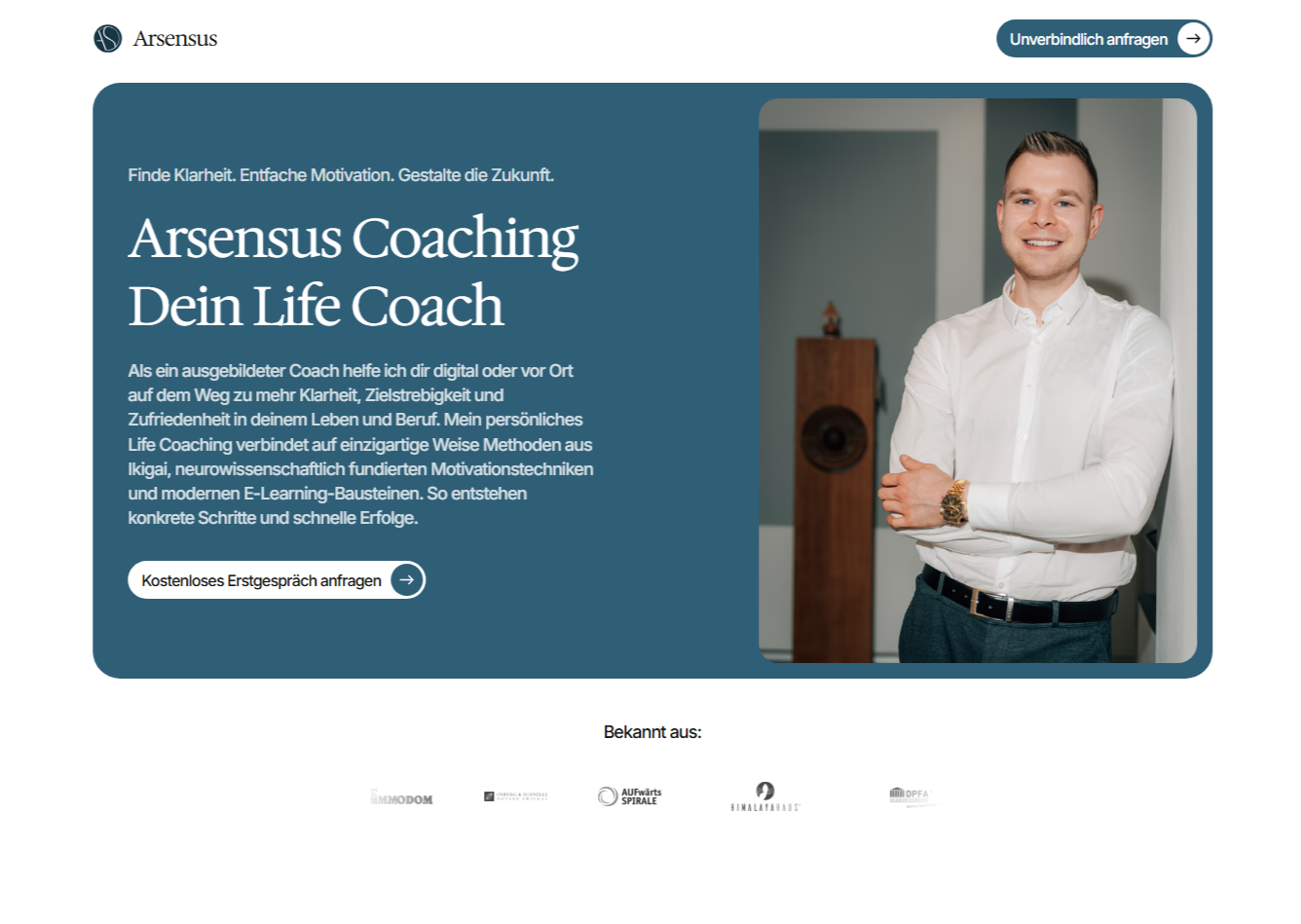 Screenshot von Arsensus Life Coaching