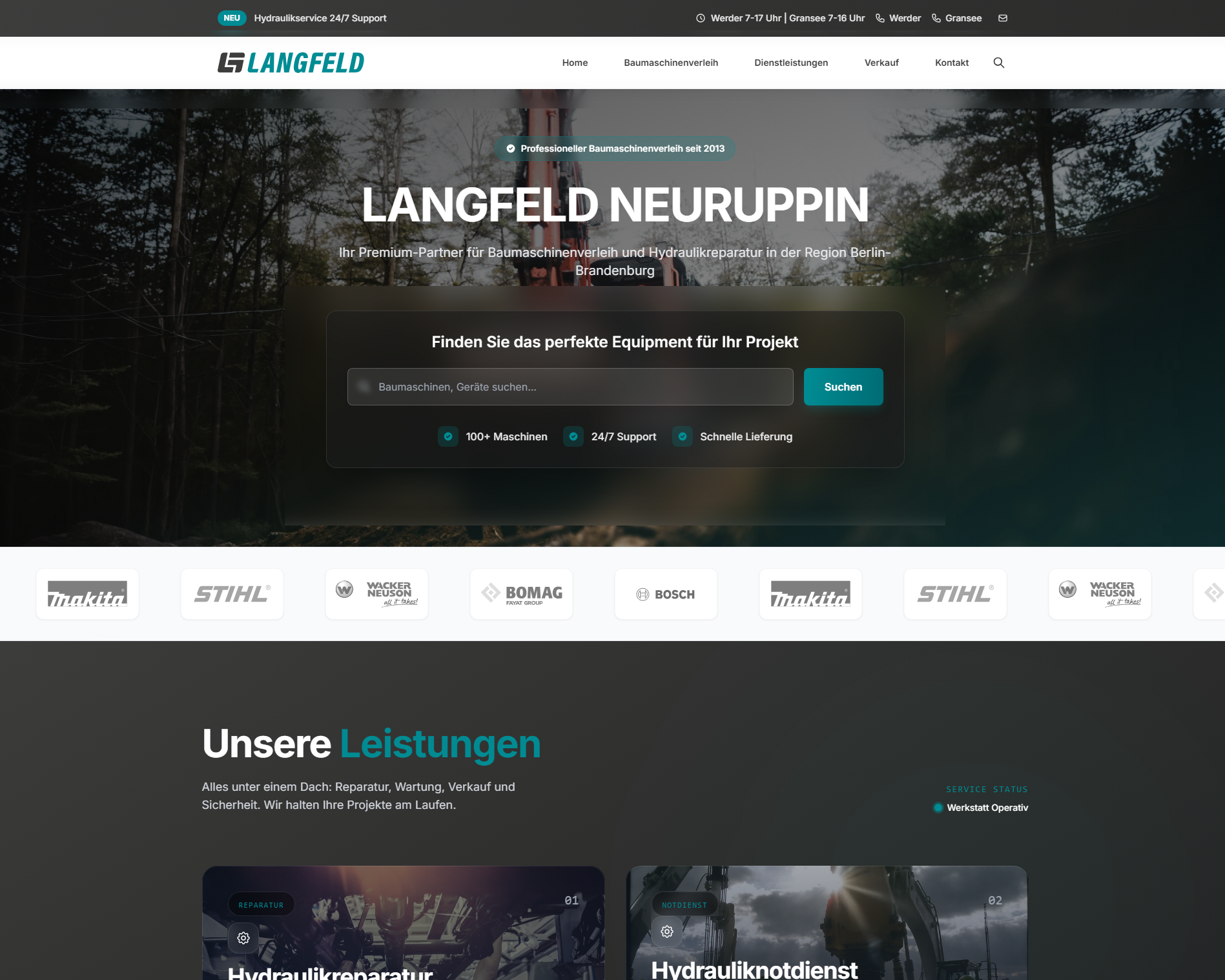 Screenshot von Langfeld Service